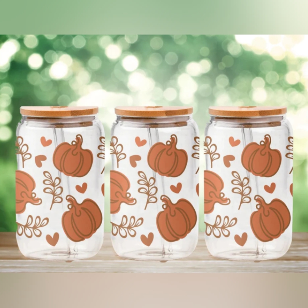 Pumpkin & Hearts 16oz Libby Glass